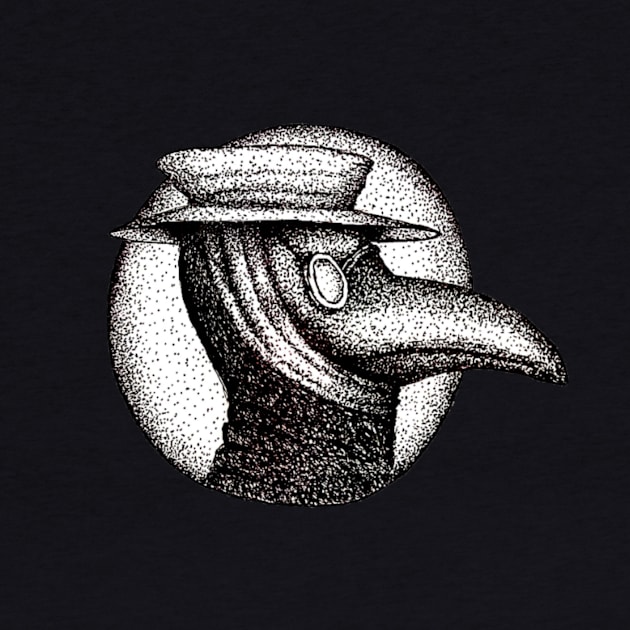 Plague Doctor B&W Dotwork by DvirRaviv37